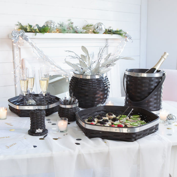 New Year's Eve Small Hexagon Tray with Protector - Aluminum