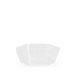 Clear plastic hexagonal basket on a white background