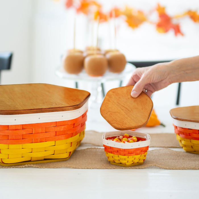 Halloween Candy Corn Generations 9-Piece Basket Set with Lids and Protectors