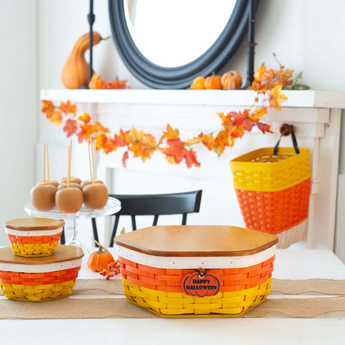 Halloween Candy Corn Large Generations Basket with Lid and Protector