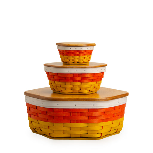 Halloween Candy Corn Generations 9-Piece Basket Set with Lids and Protectors
