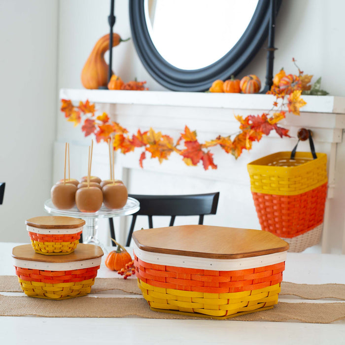 Halloween Candy Corn Generations 9-Piece Basket Set with Lids and Protectors