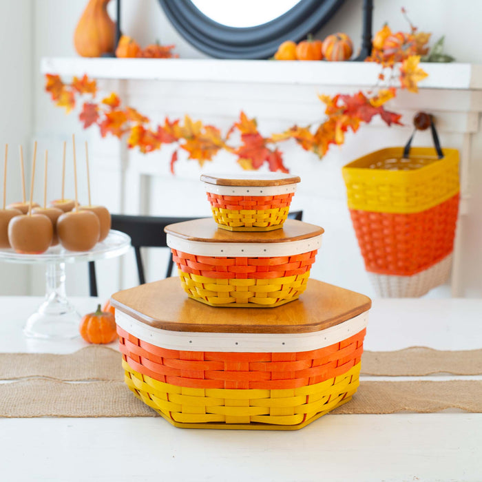 Halloween Candy Corn Medium Generations Basket with Lid and Protector