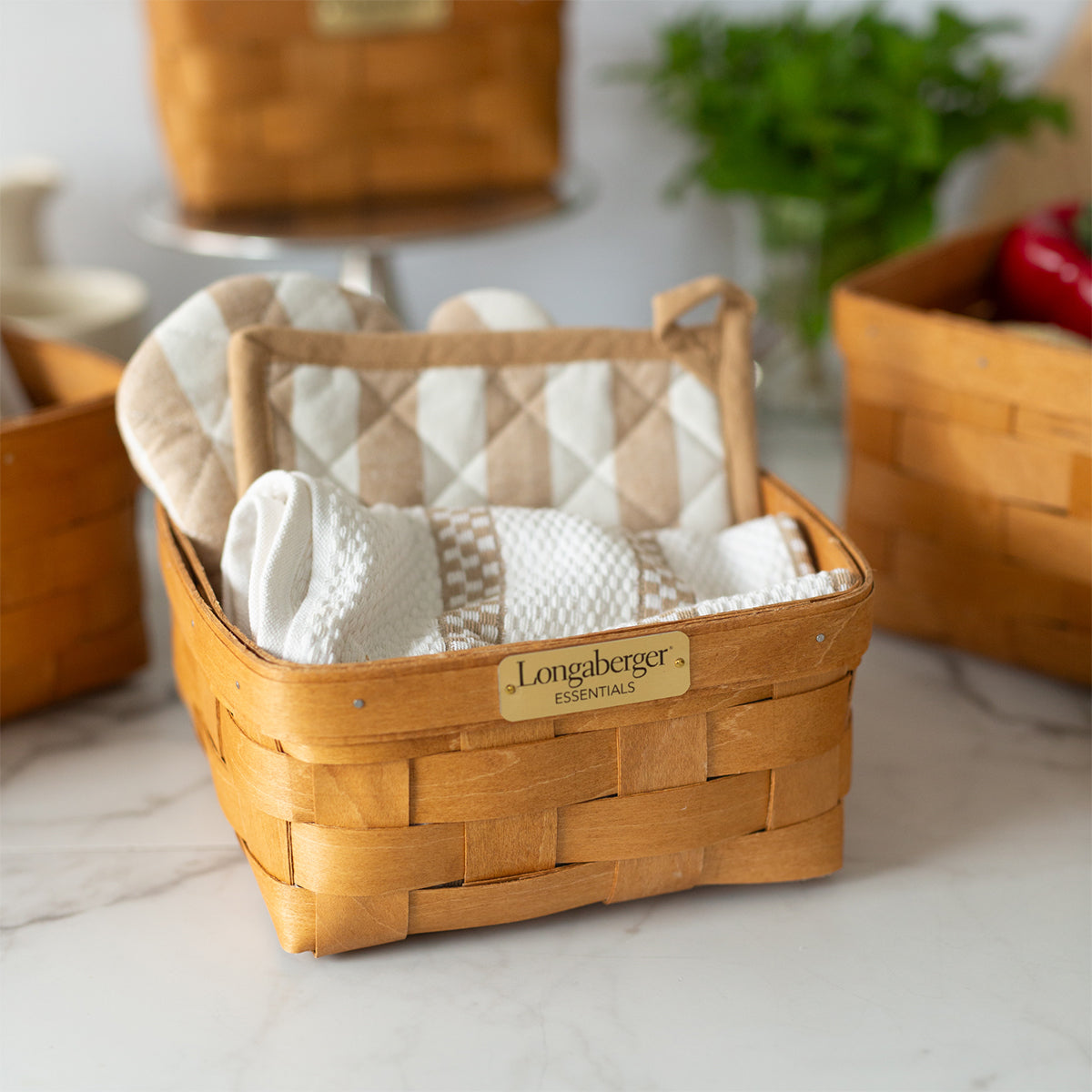 Collector's Railway Depot Basket with Protector - Vintage-Basket Set-Woven Maple Basket-Longaberger