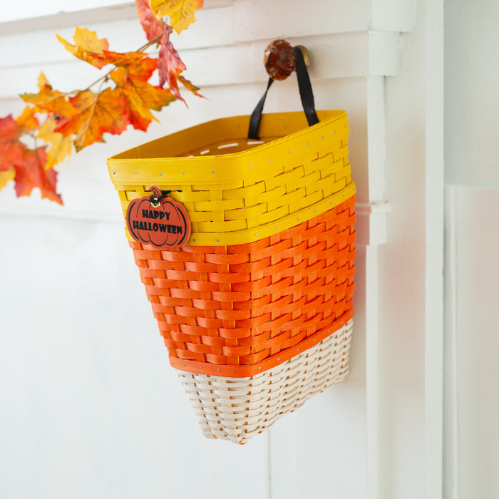 Halloween Hanging Tapered Candy Corn Basket with Protector