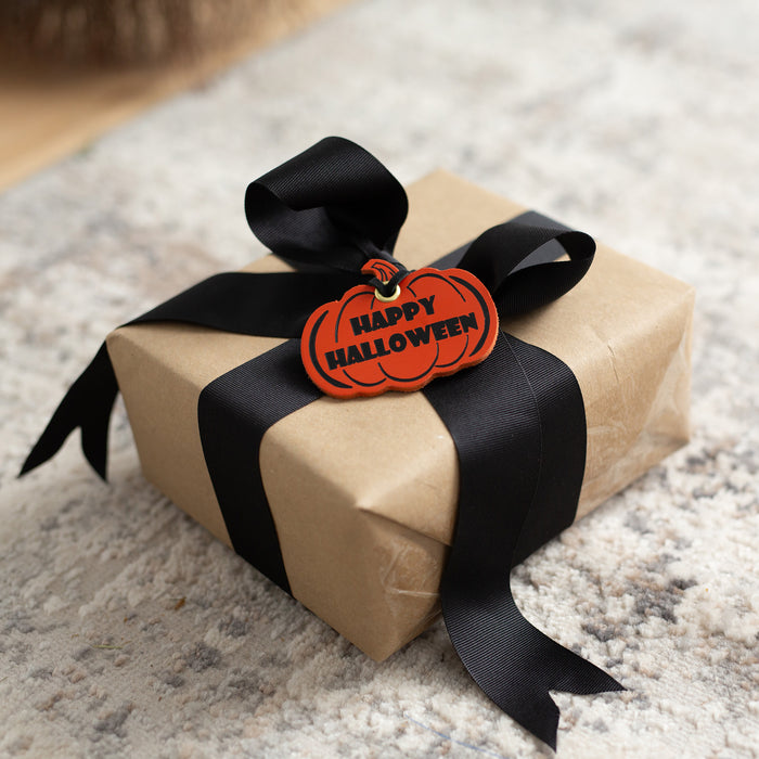 Halloween Leather Happy Halloween Pumpkin Tie-On
