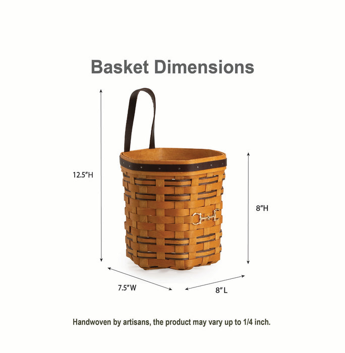 Equestrian Hanging Basket with Protector - Leather Trim