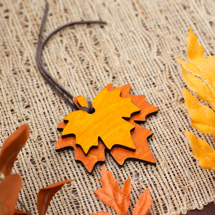 Harvest Wooden Maple Leaf Tie-On