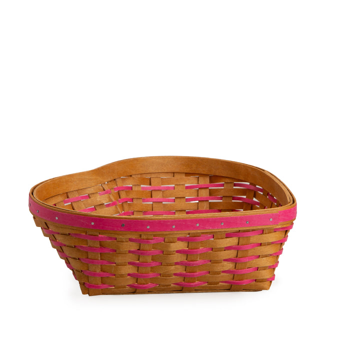 Valentine's Day Woven Heart Basket with Protector - Pink