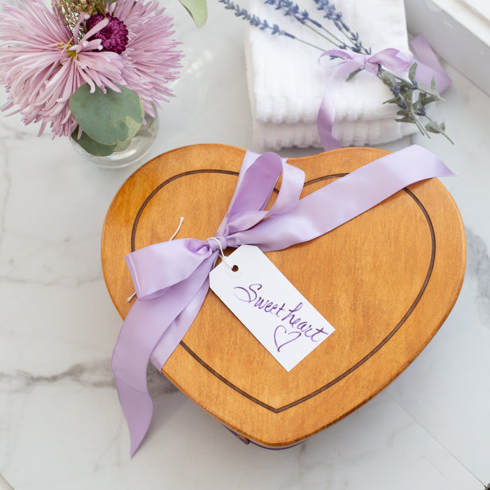 Valentine's Day Woven Heart Basket with Lid and Protector - Purple