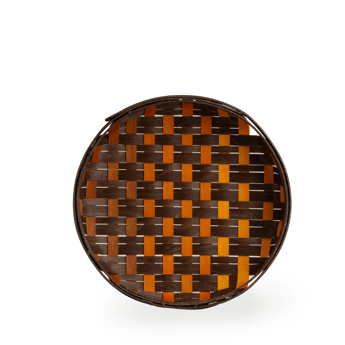Harvest Small Round Tray Basket with Protector - Dark Roast Ombre