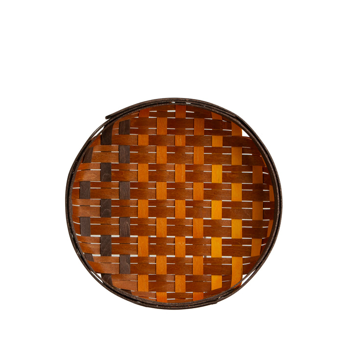 Harvest Small Round Tray Basket with Protector - Warm Cinnamon Ombre