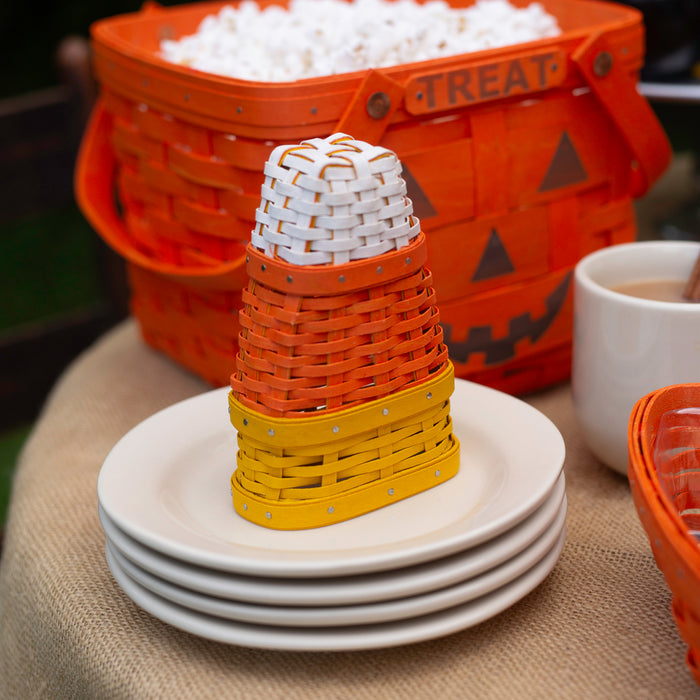 Halloween Small Woven Candy Corn - White, Dark Orange, Retro Yellow
