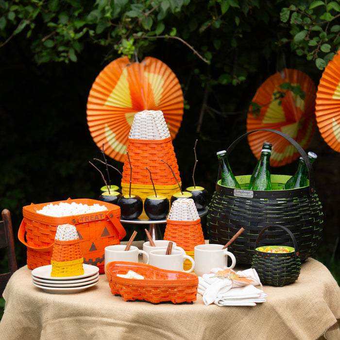 Collector's Halloween Medium Cauldron Basket with Protector - Black and Neon Green