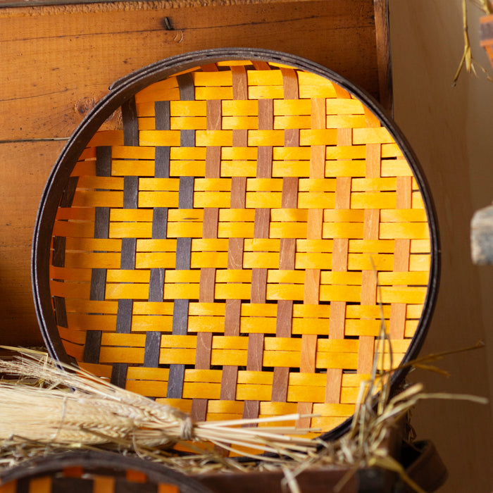 Harvest Large Round Tray Basket with Protector - Toasted Marigold Ombre