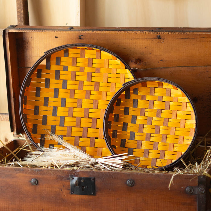 Harvest Large Round Tray Basket - Toasted Marigold Ombre
