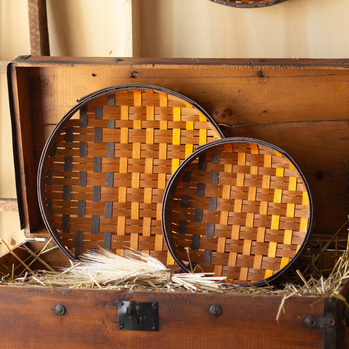 Harvest Small Round Tray Basket - Warm Cinnamon Ombre