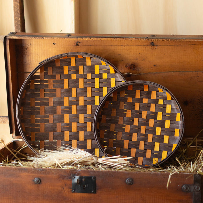 Harvest Small Round Tray Basket - Dark Roast Ombre