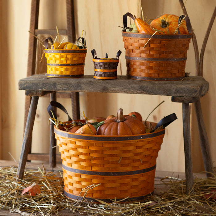 Harvest Small Bushel Basket with Protector - Toasted Marigold