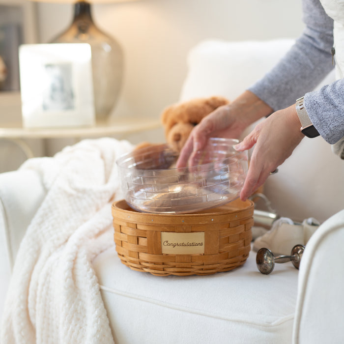 Celebrations Congratulations Basket with Protector - Warm Brown