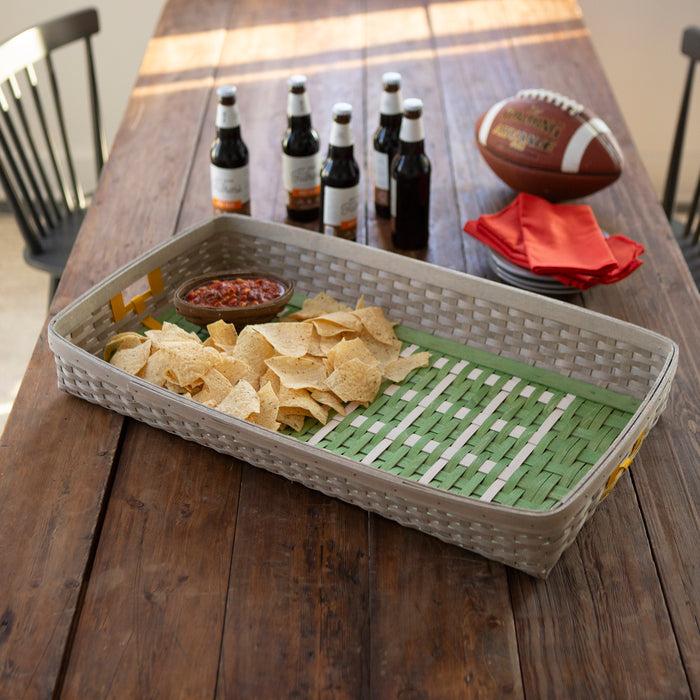 Game Day Tailgate Tray and Miniature Football Basket Set with Protectors