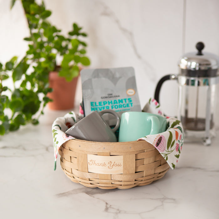 Celebrations Thank You Basket with Protector - Light Brown