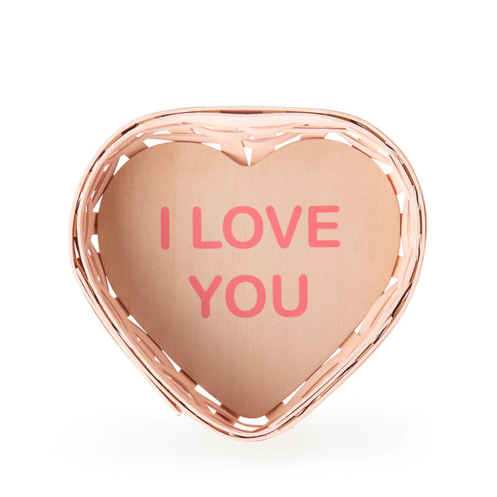 Top Center View of Medium Candy Heart I Love You Basket