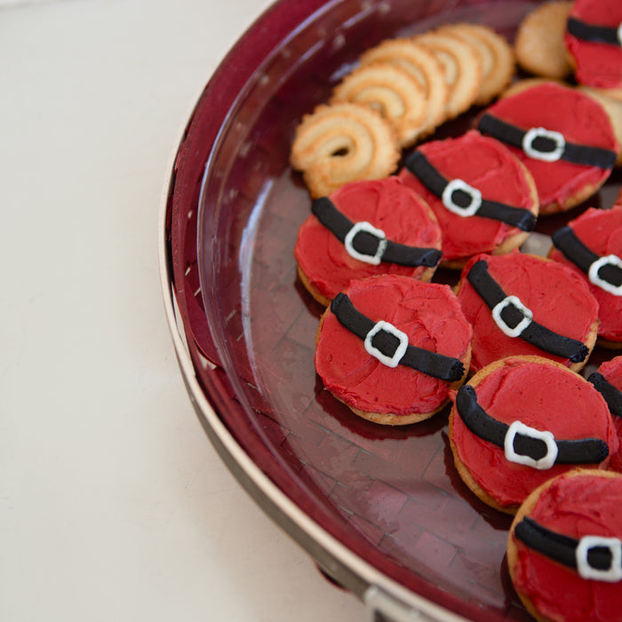 Santa Belly Large Round Tray Basket with Protector