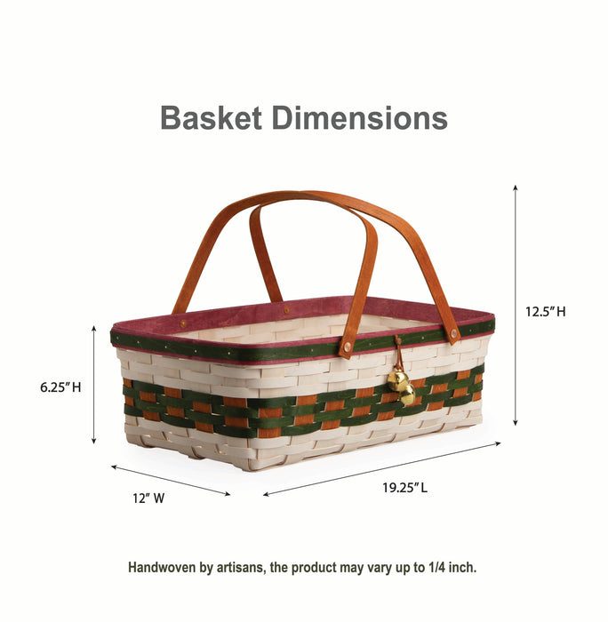 Collector's Sleigh Bells Large Gathering Basket with Protector