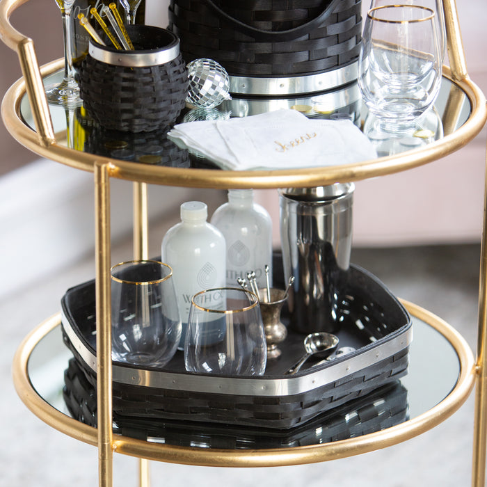 New Year's Eve Large Hexagon Tray with Protector - Aluminum