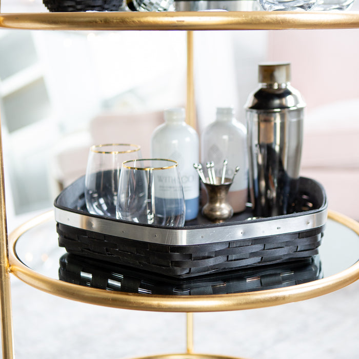 New Year's Eve Large Hexagon Tray with Protector - Aluminum