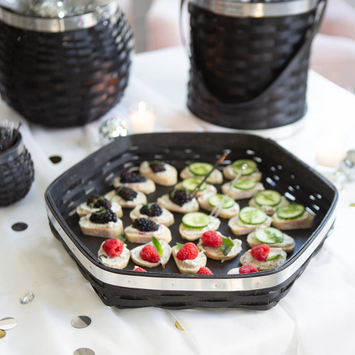 New Year's Eve Large Hexagon Tray with Protector - Aluminum