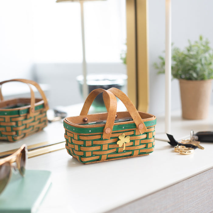 Collector's St. Patrick's  Day 4-Piece Long Market Basket Set - Warm Brown and Shamrock Green