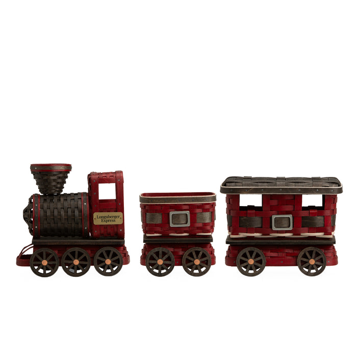Longaberger Express Santa Belly 5-Piece Woven Train Set
