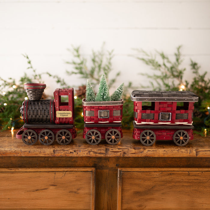 Longaberger Express Santa Belly 5-Piece Woven Train Set