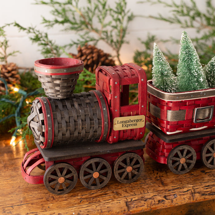 Longaberger Express Santa Belly 5-Piece Woven Train Set