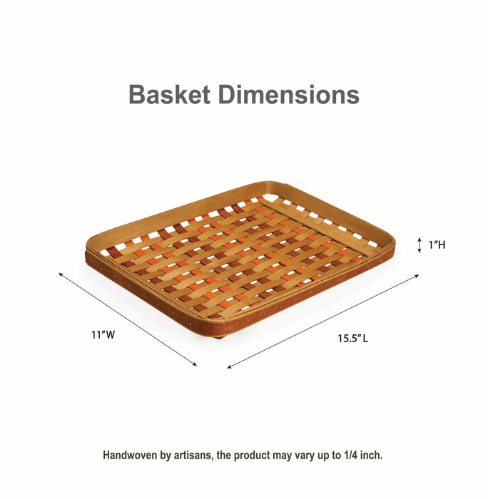 Thanksgiving Low Profile Tray Basket with Protector - Autumn Patchwork