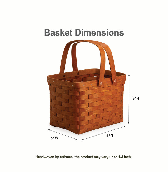Mackinac Homestead Basket with Protector - Warm Cinnamon-Basket Set-Woven Maple Basket-Longaberger