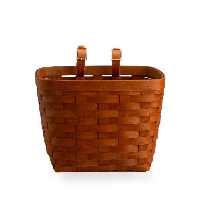 Mackinac Tapered Rectangle Bicycle Basket with Protector - Warm Cinnamon-Basket Set-Woven Maple Basket-Longaberger
