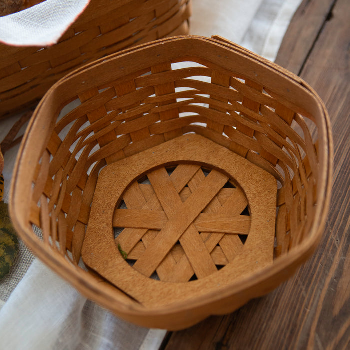 Medium Generations Basket with Protector - Warm Brown-Basket Set-Woven Maple Basket-Longaberger