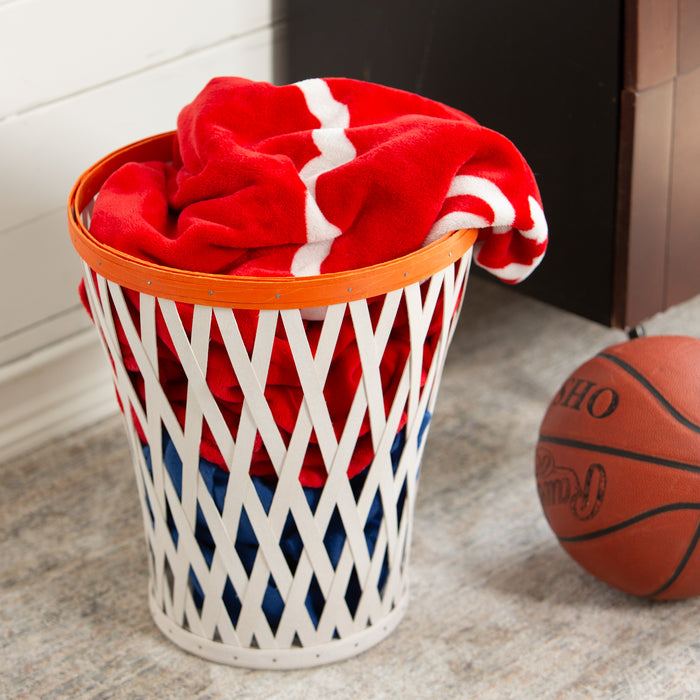 Basketball Medium Tapered Round Basket with Protector - Orange and White