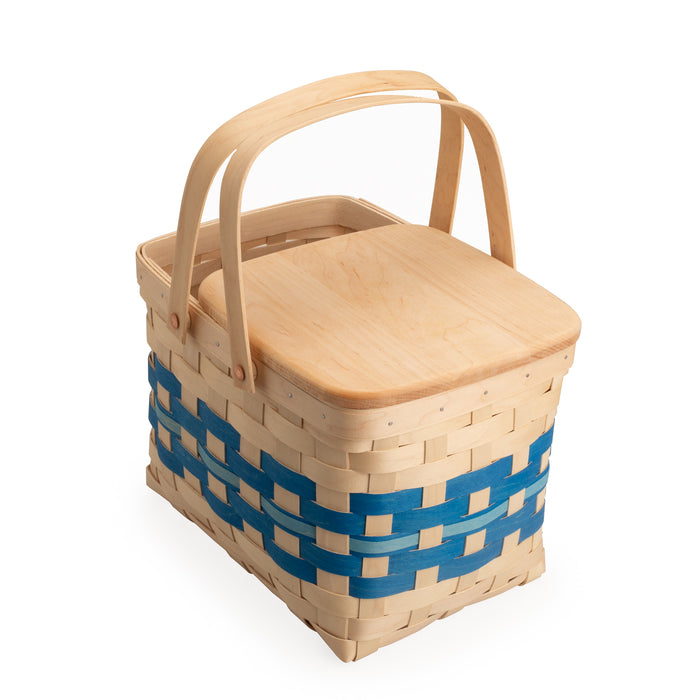 Spring Homestead Picnic Basket with Lid and Protectors - Blueberry