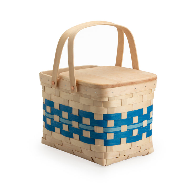 Spring Homestead Picnic Basket with Lid and Protectors - Blueberry