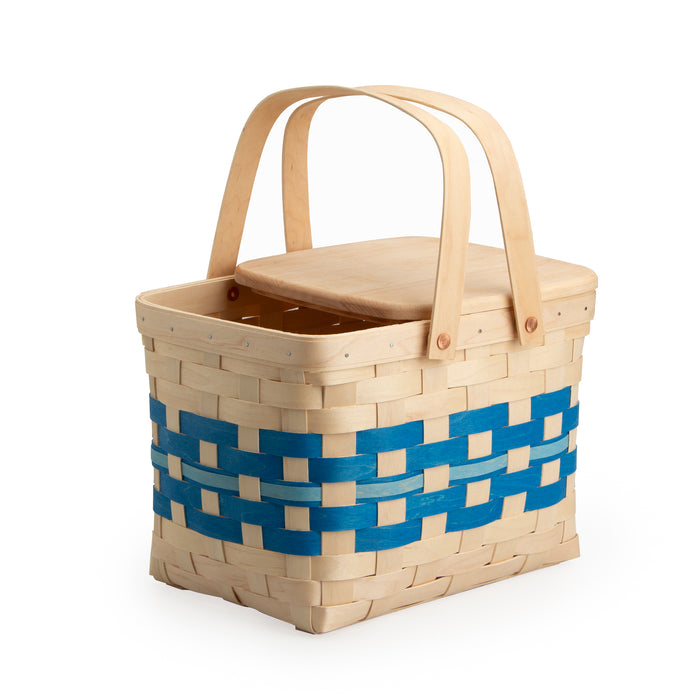 Spring Homestead Picnic Basket with Lid and Protectors - Blueberry