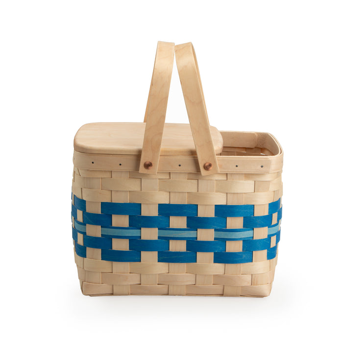 Spring Homestead Picnic Basket with Lid and Protectors - Blueberry