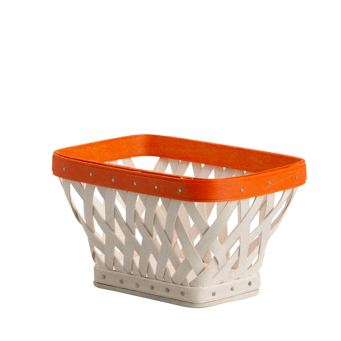 Basketball Small Tapered Rectangle Basket with Protector - Orange and White