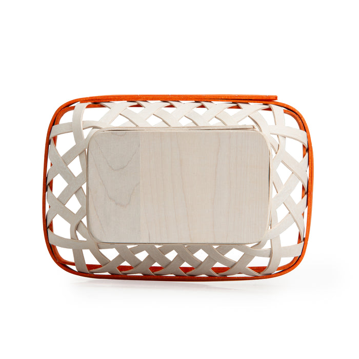Basketball Small Tapered Rectangle Basket with Protector - Orange and White