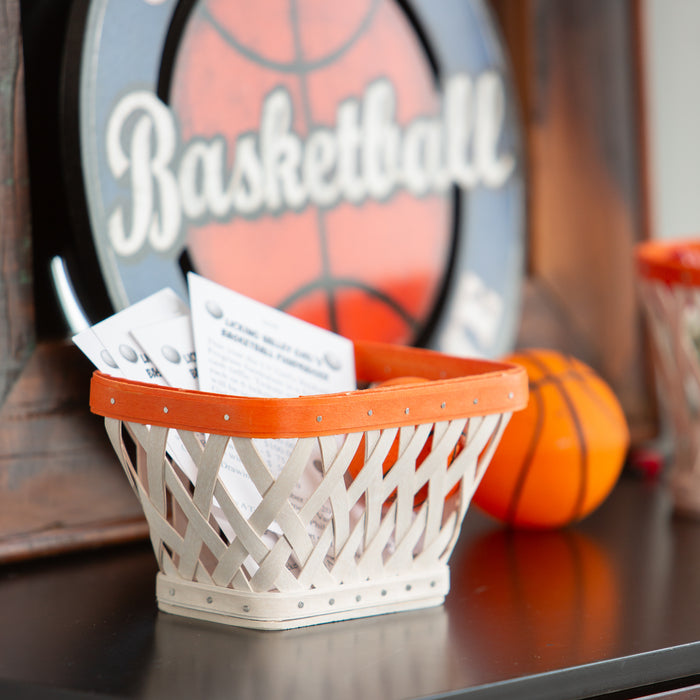 Basketball Small Tapered Rectangle Basket with Protector - Orange and White