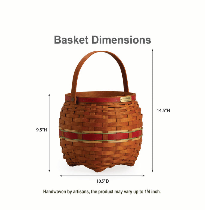 Collector's Apple Picking Medium Round Basket with Protector - Green