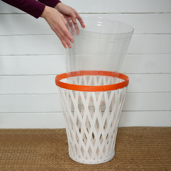 Basketball Medium Tapered Round Basket with Protector - Orange and White